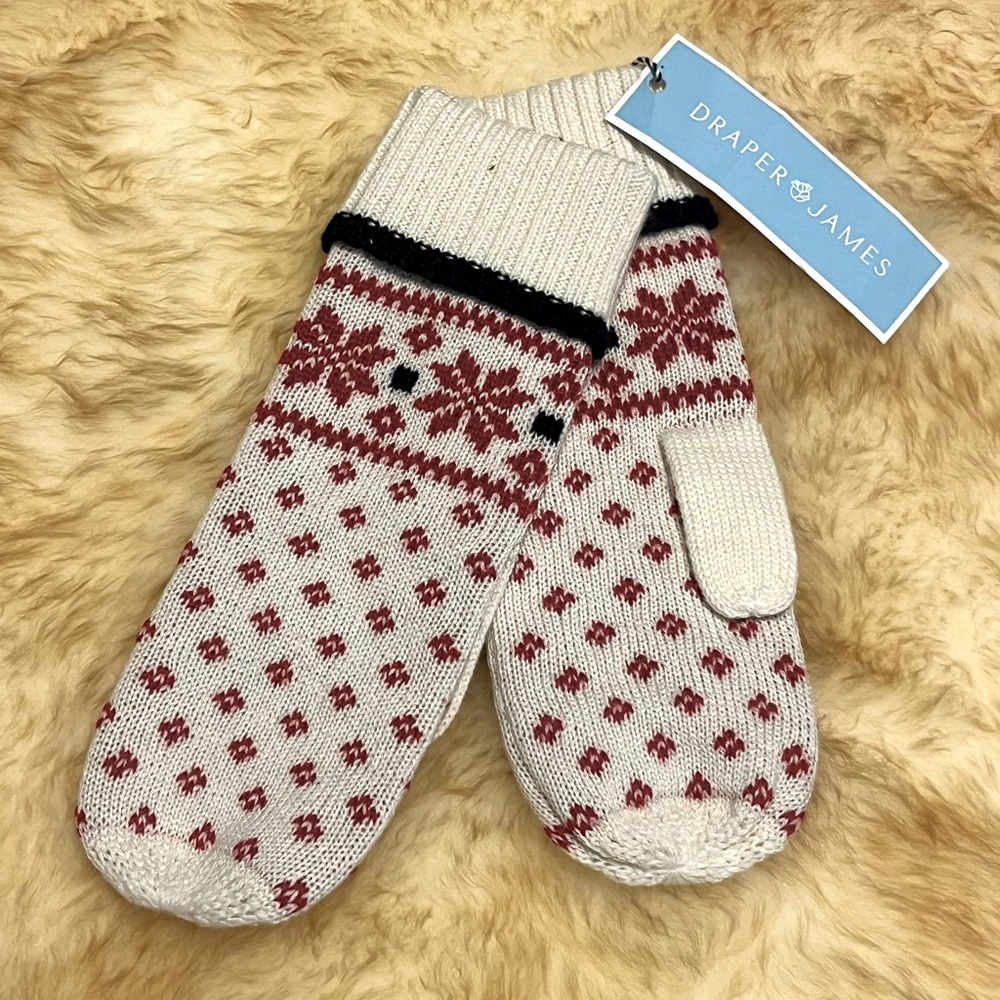 Draper James Fair Isle Mittens – Willow‎ White NWT